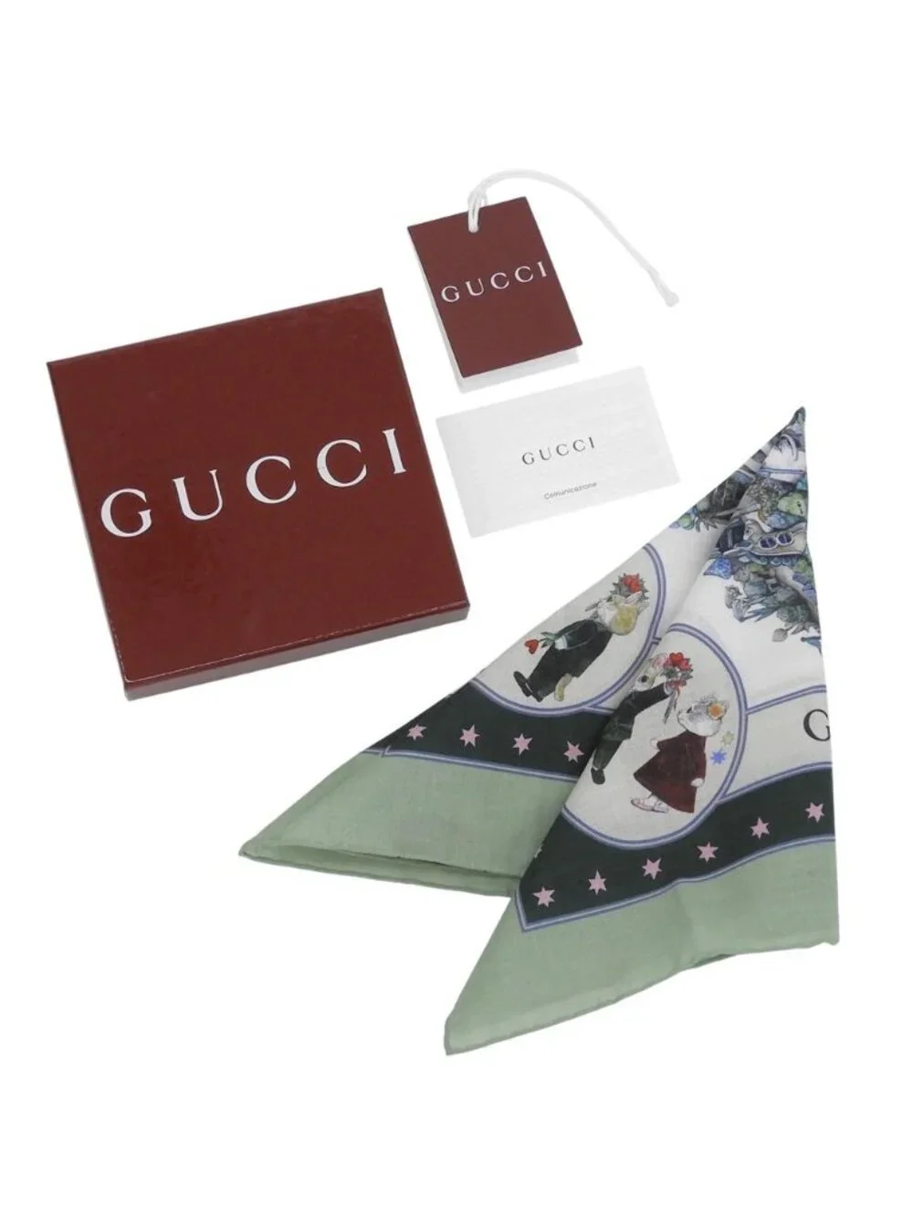 Gucci Released Yuko Higuchi Collaboration Cotton Scarf Handkerchief Green